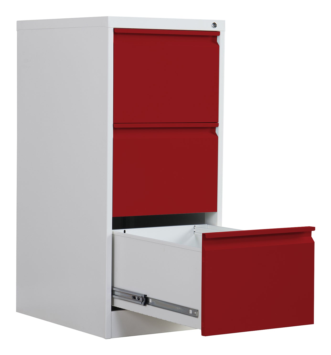 Phoenix Safe Co. FC1003GRK – Aktenschrank, 3 Schubladen, abschliessbar, 450 × 620 × 1025 mm, Grau/Rot, Stahl
