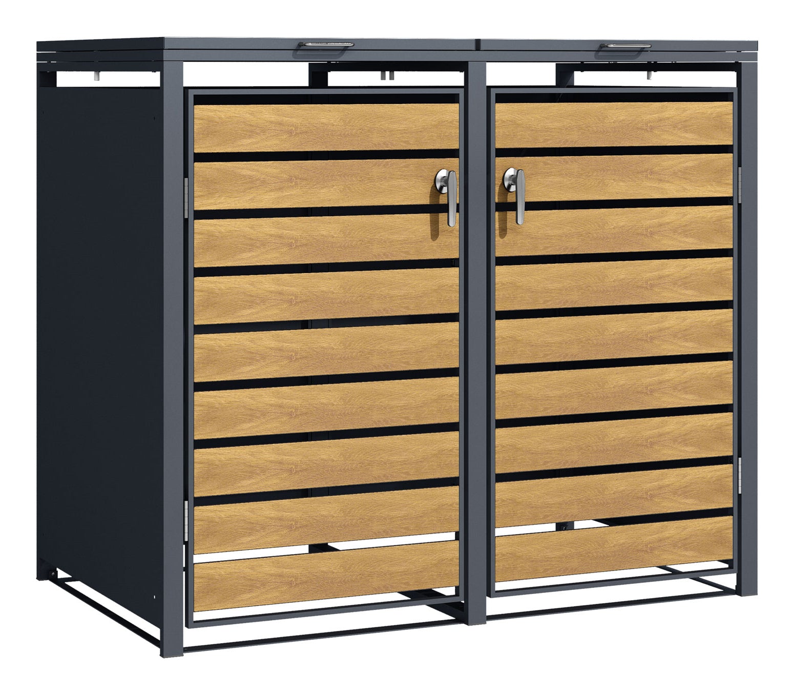 Phoenix Safe Co. Müllcontainer GB2213AWK – Stahl, rechteckig – Anthrazit/Eichenholzoptik – vandalensicher