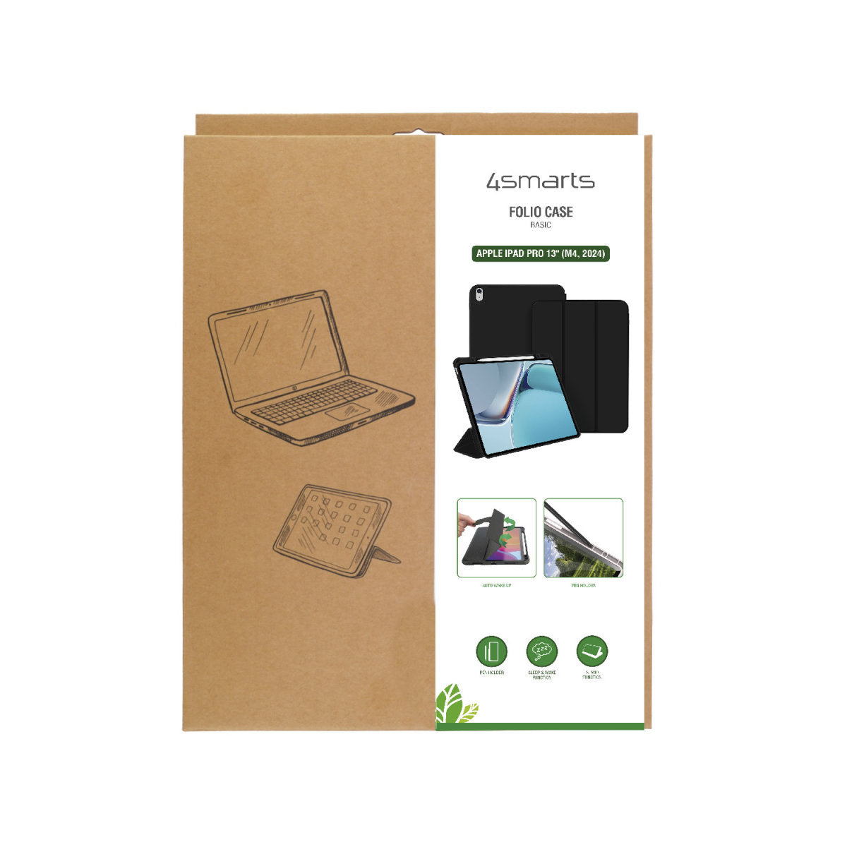 4SMARTS Folio Case Basic Tablet-Hülle für iPad Pro 13" (M4, 2024 / M5, 2025) – Schwarz