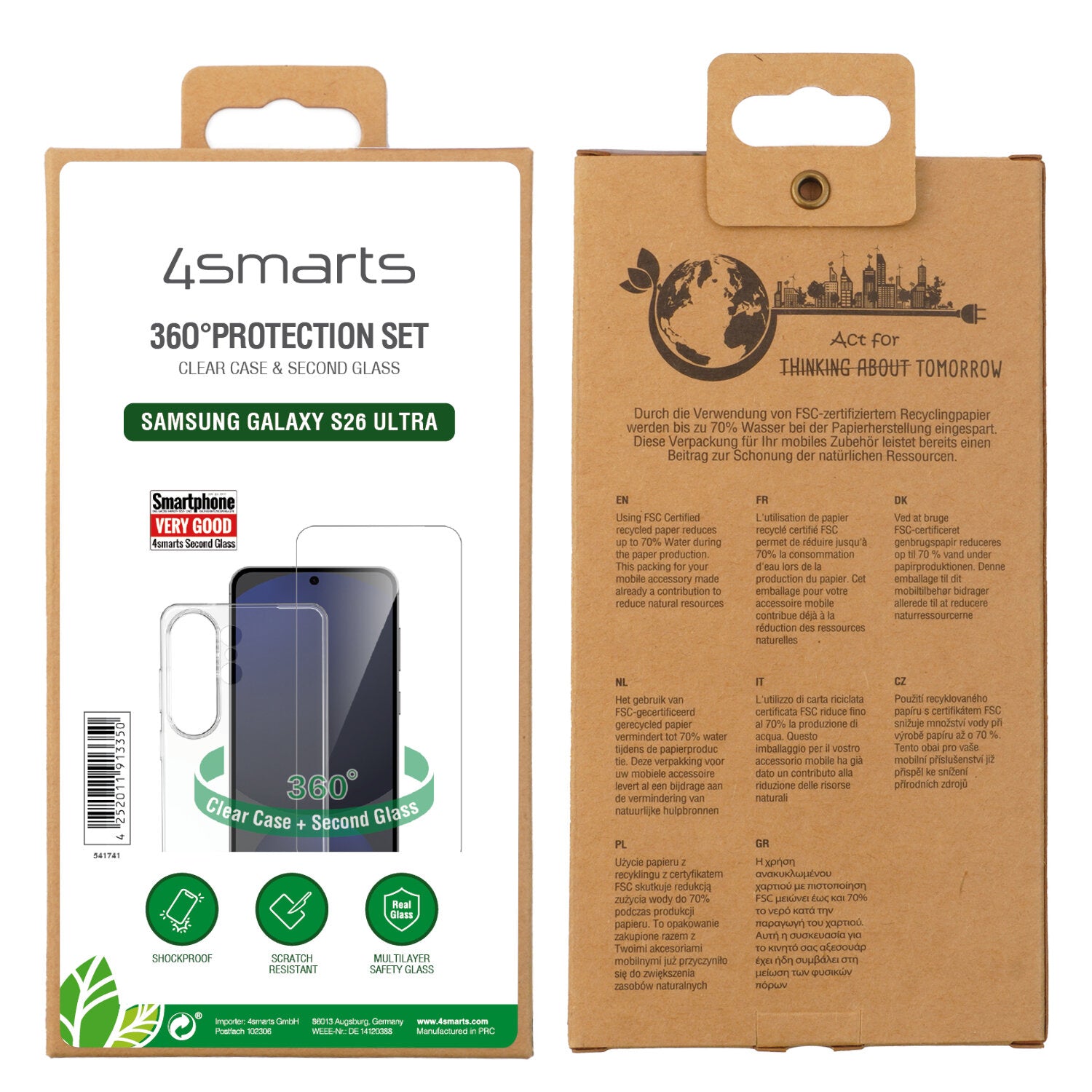 4smarts 360° Schutz Set Backcover – für Samsung Galaxy S26 Ultra, Transparent, Displayschutz