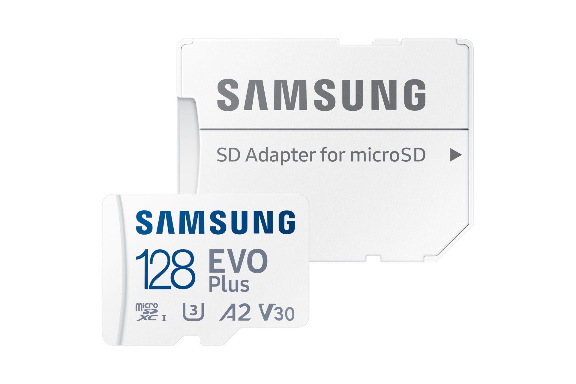 Samsung EVO Plus microSDXC 128 GB – UHS-I, U3, V30, A2, 160/130 MB/s, inkl. SD-Adapter