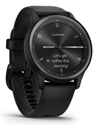 Garmin vivomove Sport – Smartwatch – 40 mm, Connected GPS, Bluetooth, OLED, 5 ATM, Schwarz, Sportarmband