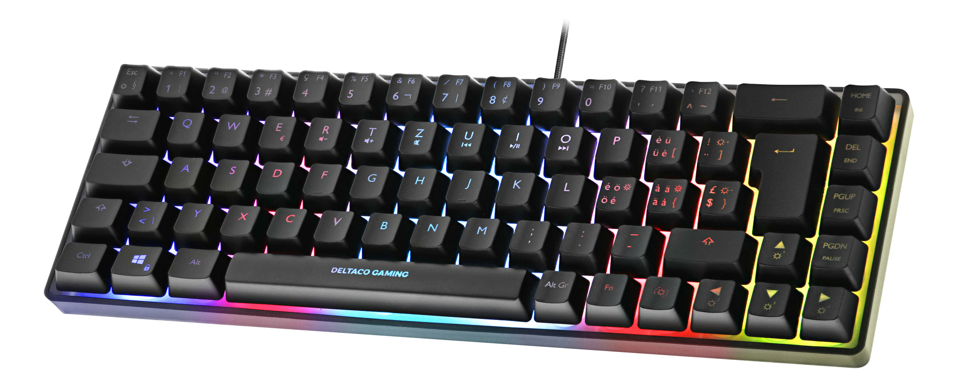 Deltaco Gaming GAM-158-CH – Gaming-Tastatur 60% – Membran, RGB – USB-A kabelgebunden – QWERTZ (CH)