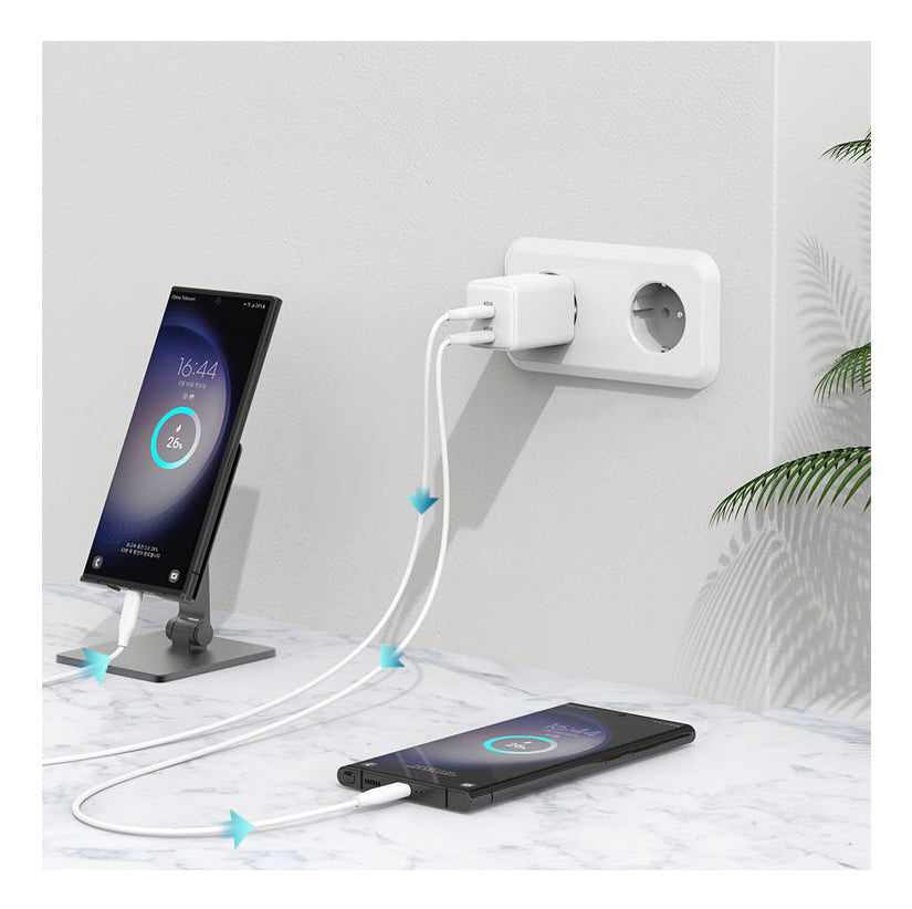 LMP Netzladegerät – 45 W, 2× USB-C, GaN, PD 3.0, PPS, weiss