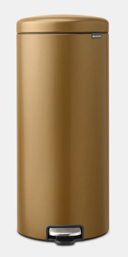Brabantia NewIcon Treteimer – 30 l – Edelstahl, rund – Messing – Soft-Close, Anti-Rutsch