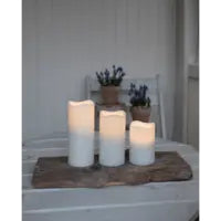 Star Trading LED-Säulenkerze – Ø 7,5 × 18 cm – weiss, 3-teilig, Timerfunktion