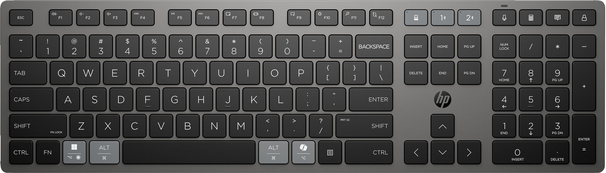 HP 725 – Tastatur – Bluetooth & 2,4 GHz (USB-A Empfänger) – Grau