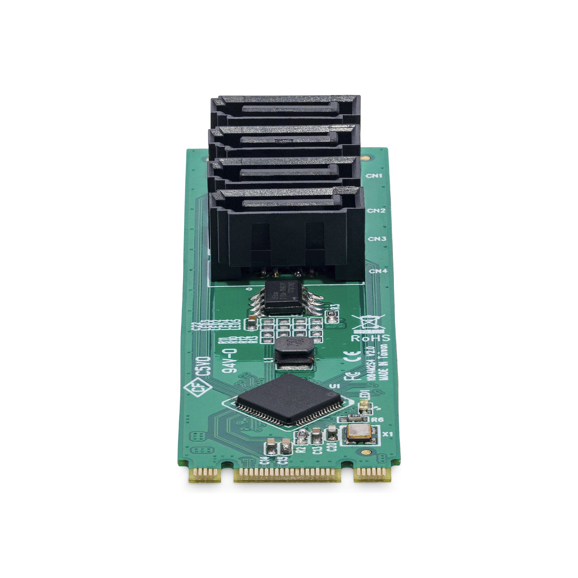 StarTech.com M.2 zu 4× SATA Adapterkarte – PCIe 3.0, 4× SATA, Hot-Swap, Port-Multiplier – Grün