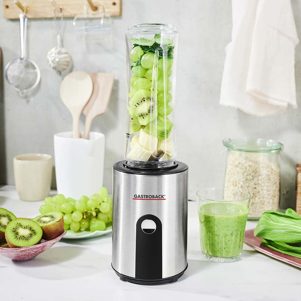 Gastroback Smoothie-Mixer 41033 – 0,6 l, 300 W, Eis-Crusher – schwarz/edelstahl