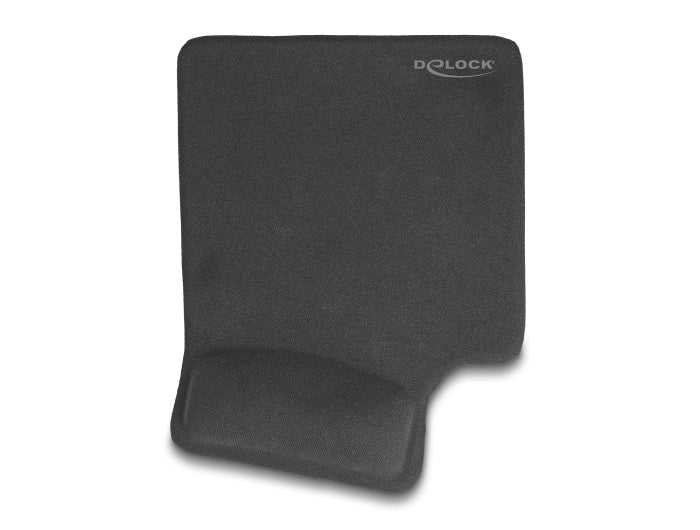 DeLOCK Mauspad mit Handgelenkauflage – Linkshänder, Gummi, Schwarz – 220 × 170 mm – rutschfest