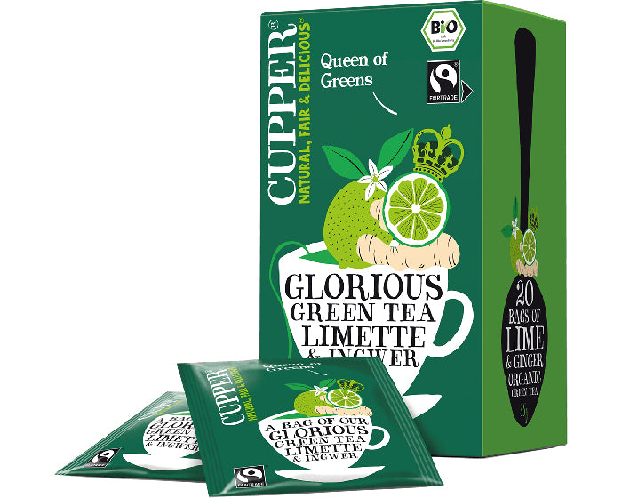 Cupper Tee Cupper – Grüntee Limette & Ingwer – Teebeutel 20 Beutel – Bio – Fairtrade
