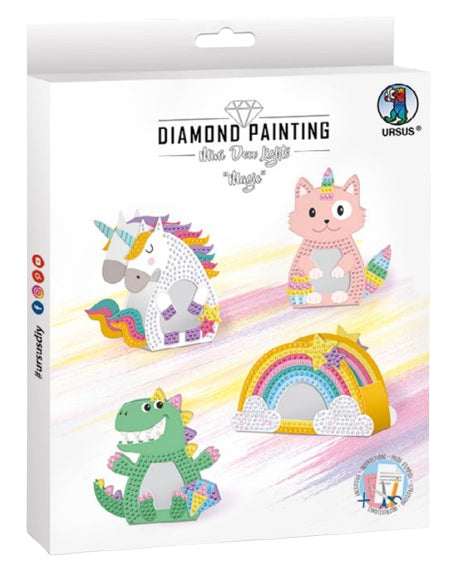 URSUS Mini Deco-Lights Magic – Diamond-Painting-Set – Mehrfarbig – 4-teilig