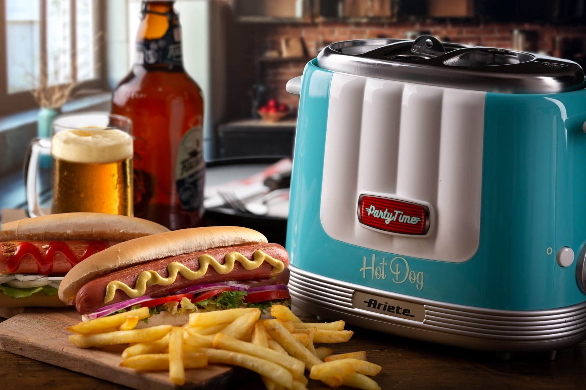 Ariete Hot Dog-Toaster ARI-206-BL – 650 W, 2 Hot Dogs, 5 Stufen – Hellblau