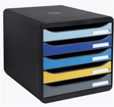 Exacompta Schubladenbox Big-Box Bee Blue – 5 Schubladen, Kunststoff