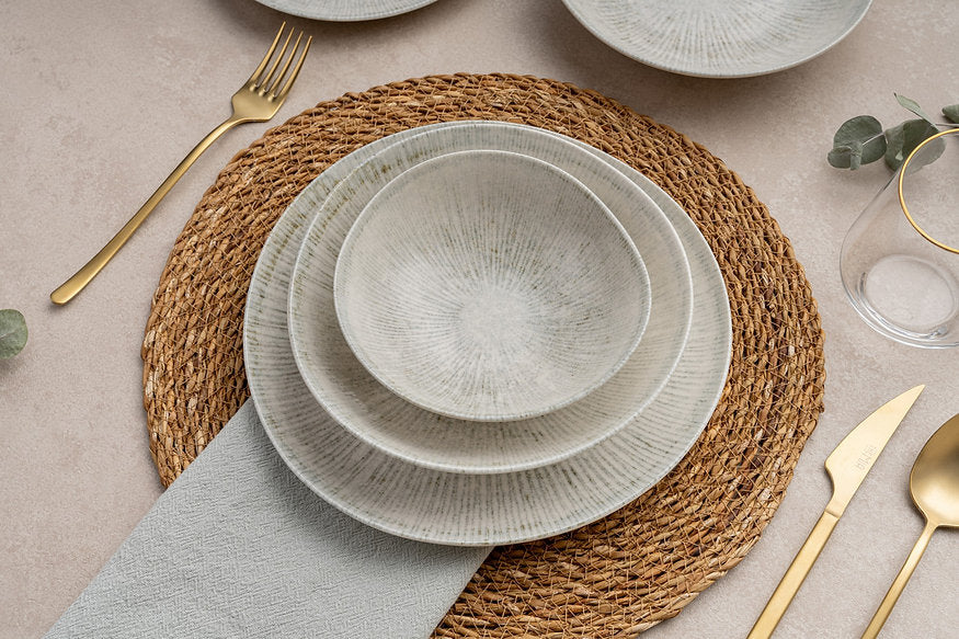 Hermia Geschirr-Set – 24-teiliges Set, Porzellan, Beige, spülmaschinenfest, mikrowellengeeignet