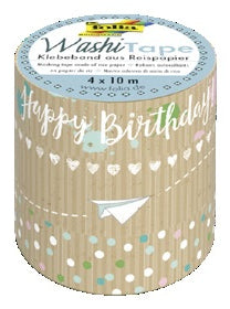 Folia Washi Tape Set Kraftpapier – 1× 5 mm × 10 m, 3× 15 mm × 10 m, mehrfarbig