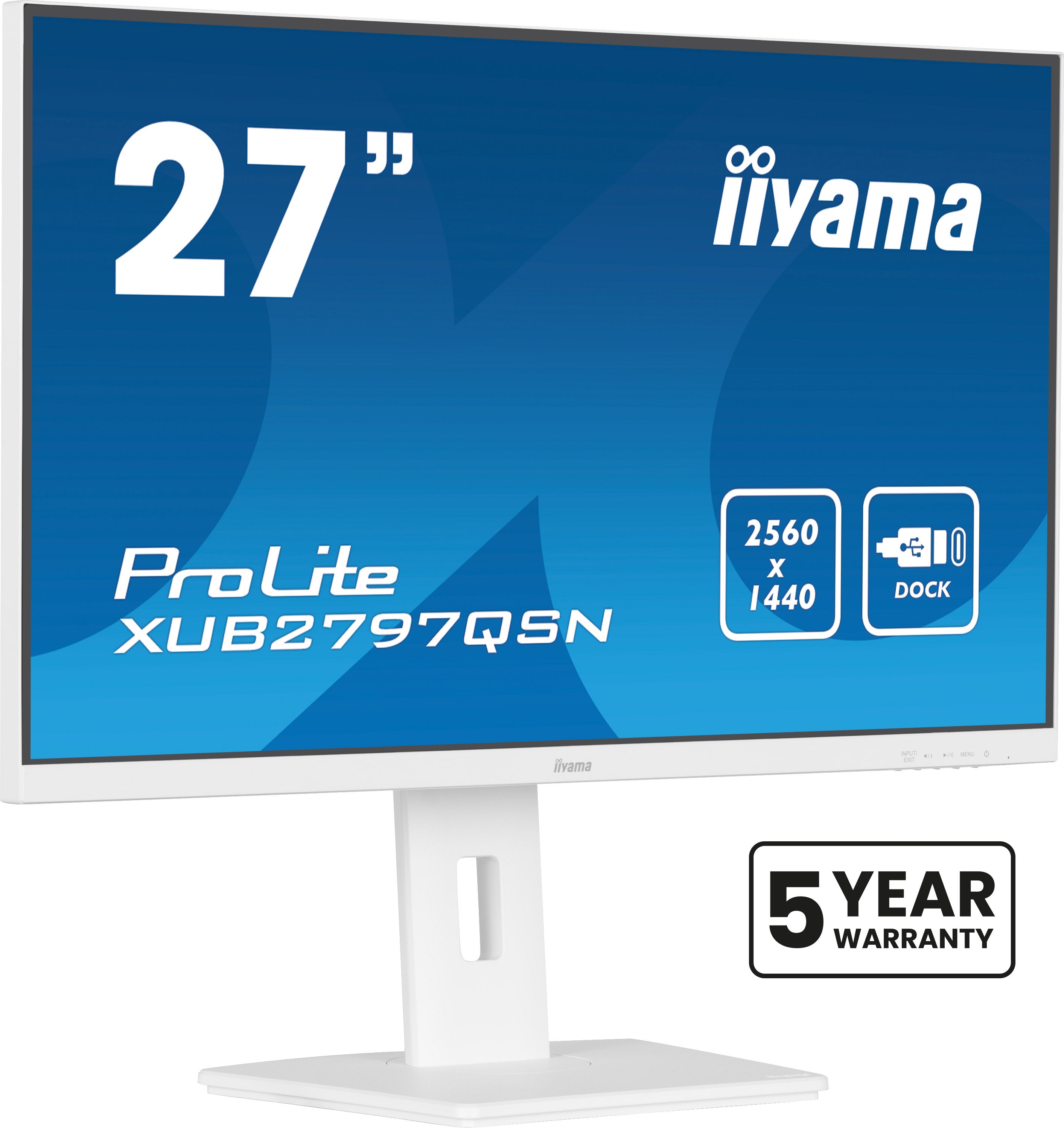 iiyama Monitor, 27" WQHD (2560 × 1440), IPS, USB-C Dock (65W PD, LAN, DP-Out, USB 3.2), 300 cd/m²