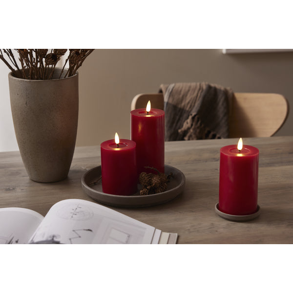 Star Trading LED-Kerze – Ø 7,5 × 17,5 cm – Kunststoff, Rot