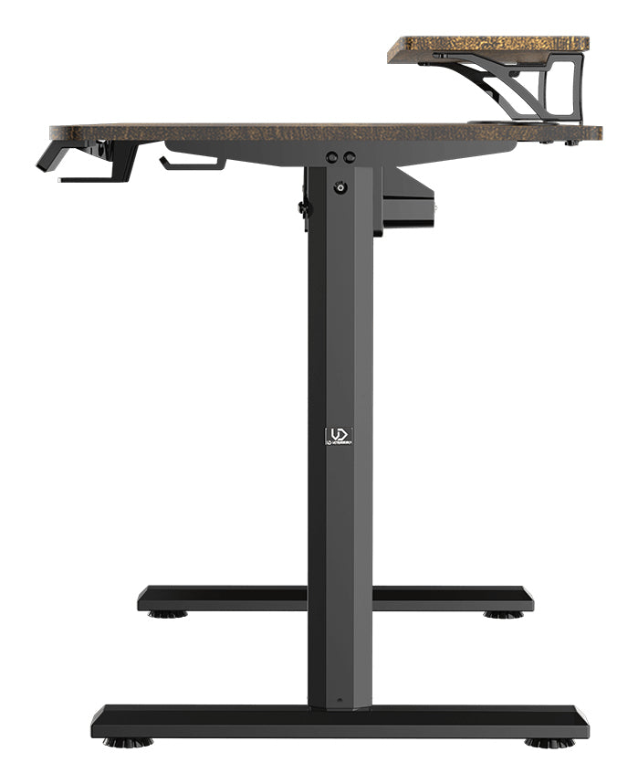 Ultradesk Higlander Gaming-Tisch – 120 × 60,5 cm, höhenverstellbar, braun, Stahl