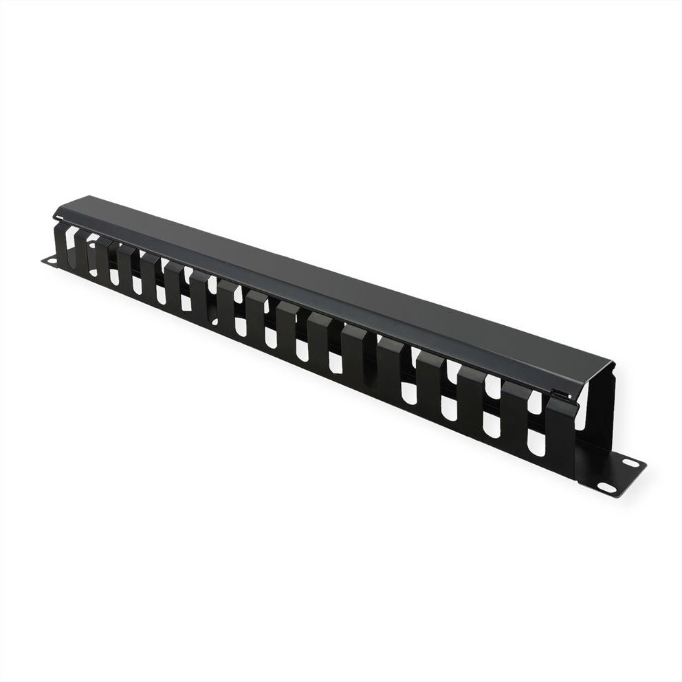 VALUE 19" Frontplatte, 1 HE, Kabelführung 40×40 mm, für 19"-Racks, Schwarz