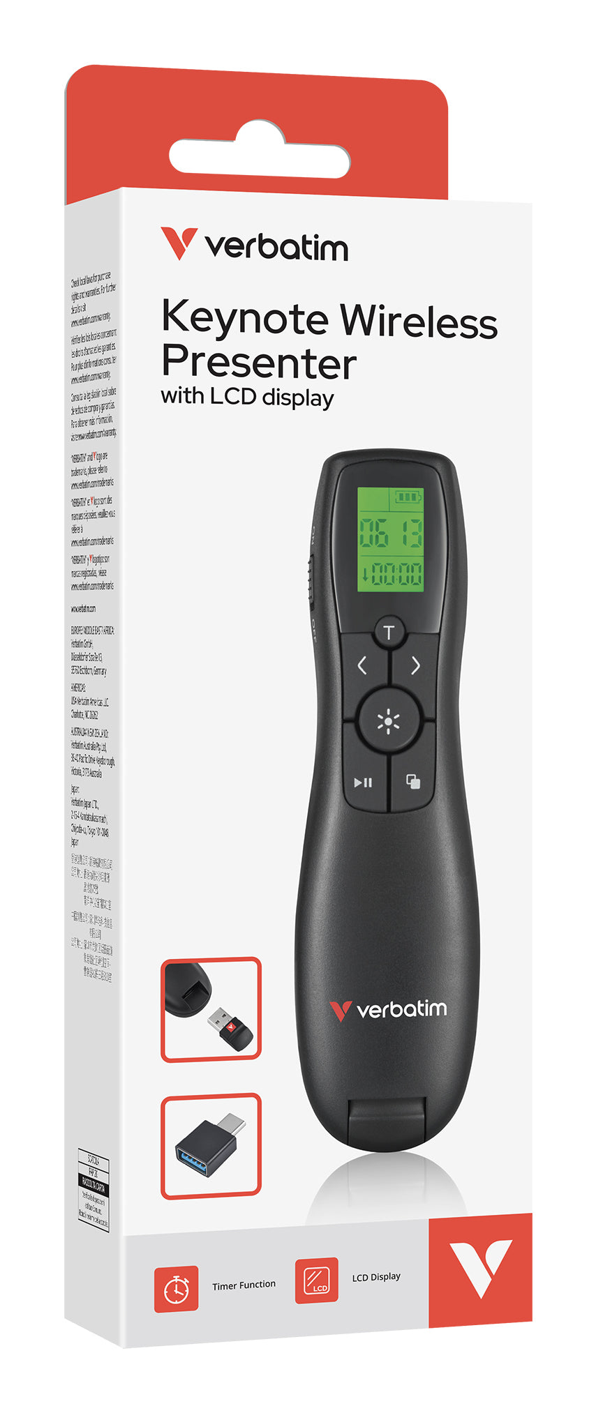 Verbatim Keynote 32364 – Presenter, Laserklasse 1, 2,4 GHz, 30 m, Schwarz