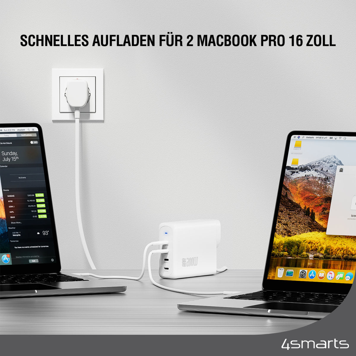4smarts Flex Pro Ladegerät – 200 W, 2× USB-C, GaN – für Nintendo Switch, Laptop, Smartphone und mehr