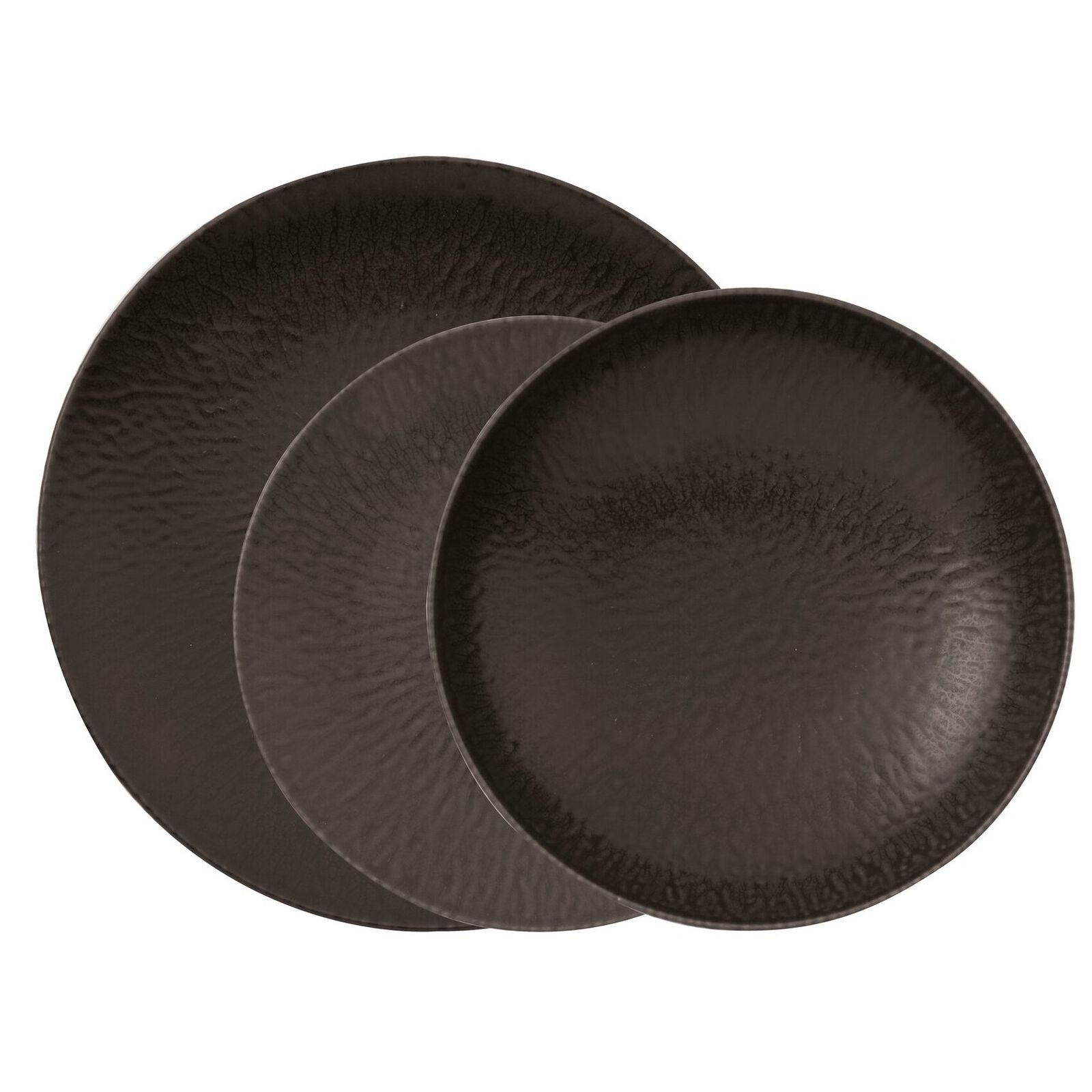 Arthur Krupp Teller Onyx Stoneware – 12er Set, Steinzeug, Schwarz, spülmaschinenfest, mikrowellenfest