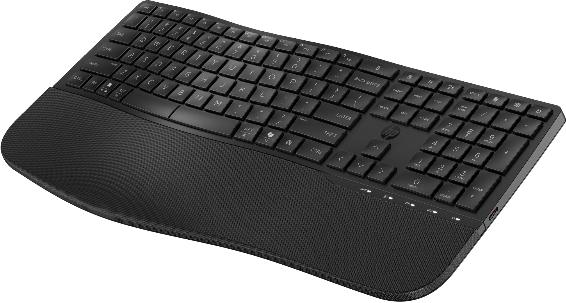 HP 685 Comfort – Tastatur – Membran – Bluetooth & 2,4 GHz – mit Handballenauflage – Schwarz