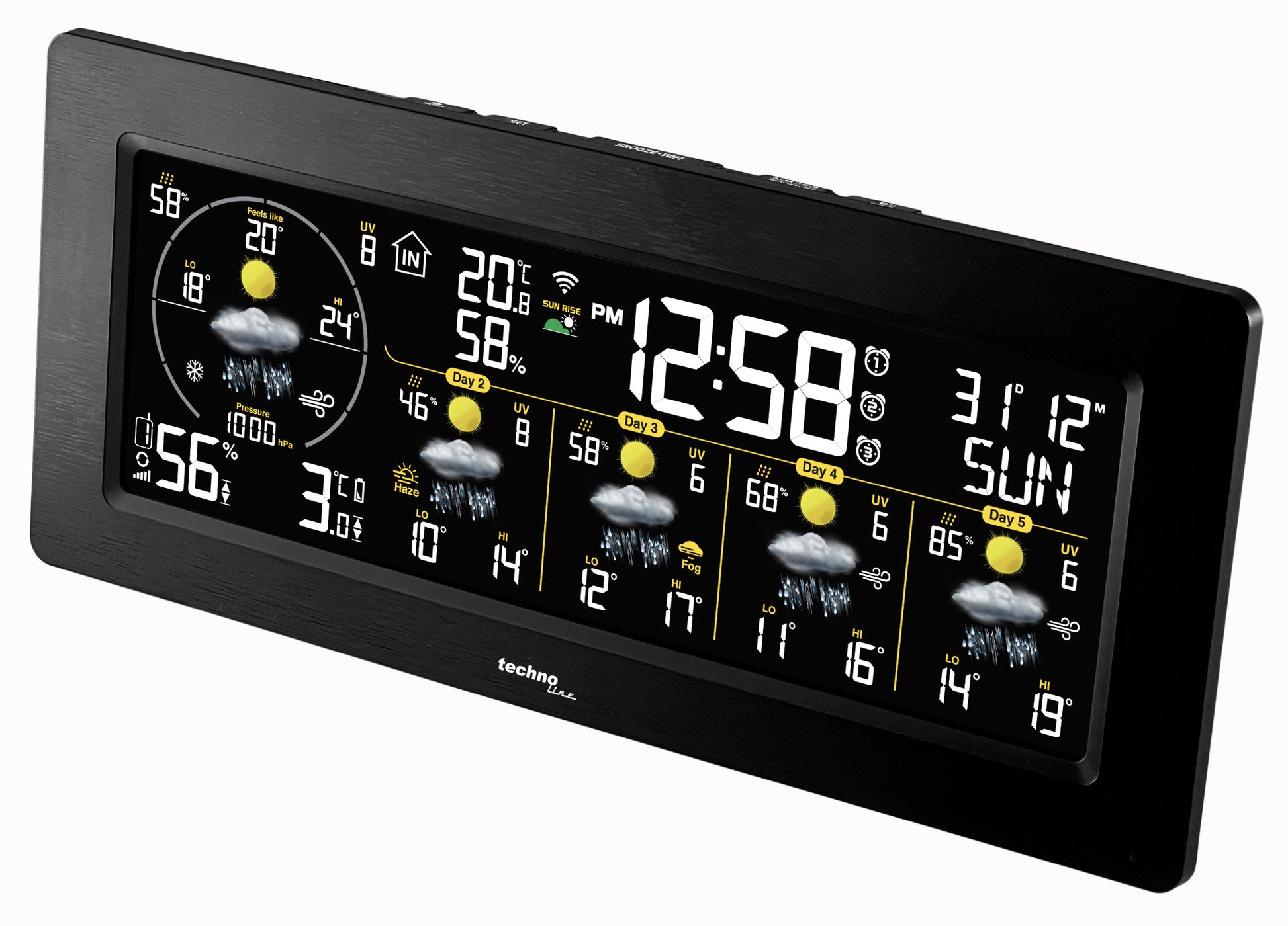 Technoline WD 3050 – Wetterstation, WLAN, innen/außen, Hygrometer & Barometer – schwarz