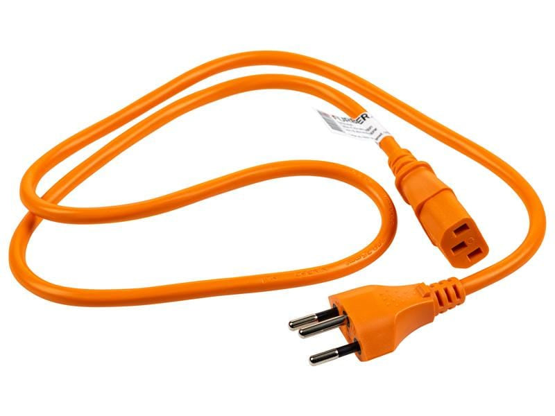 Furber. F.power Netzkabel – T12–IEC C13, 1 m, 10 A, orange