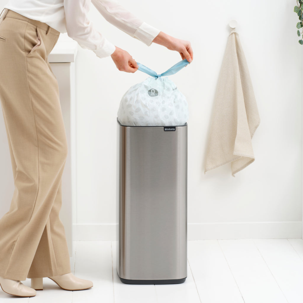 Brabantia Papierkorb – 30 l – Stahl, silber matt – B × H 280 × 650 mm