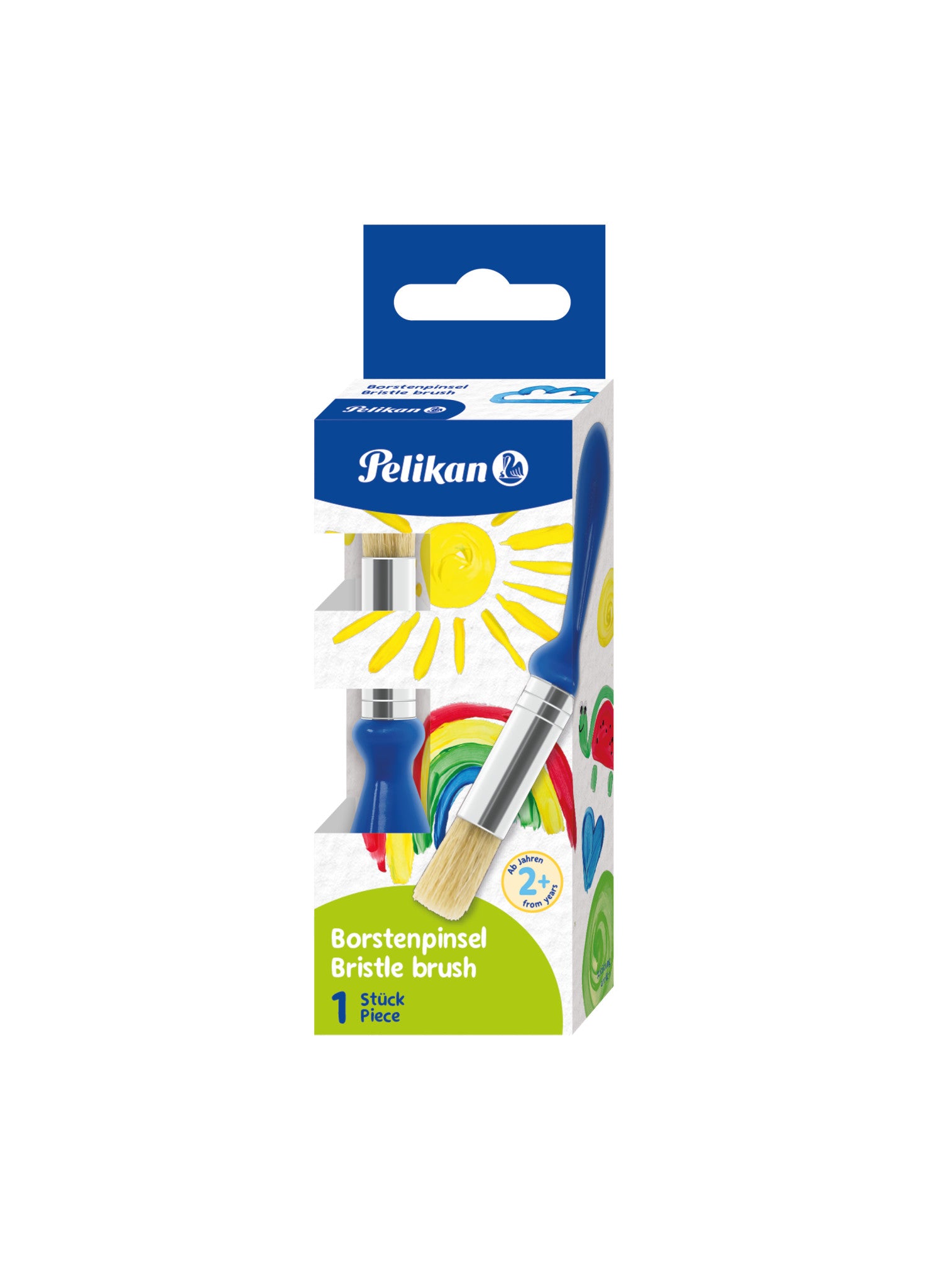 Pelikan Pinsel – Flachpinsel, Naturhaar, Blau, Kunststoffgriff, ab 2 Jahren