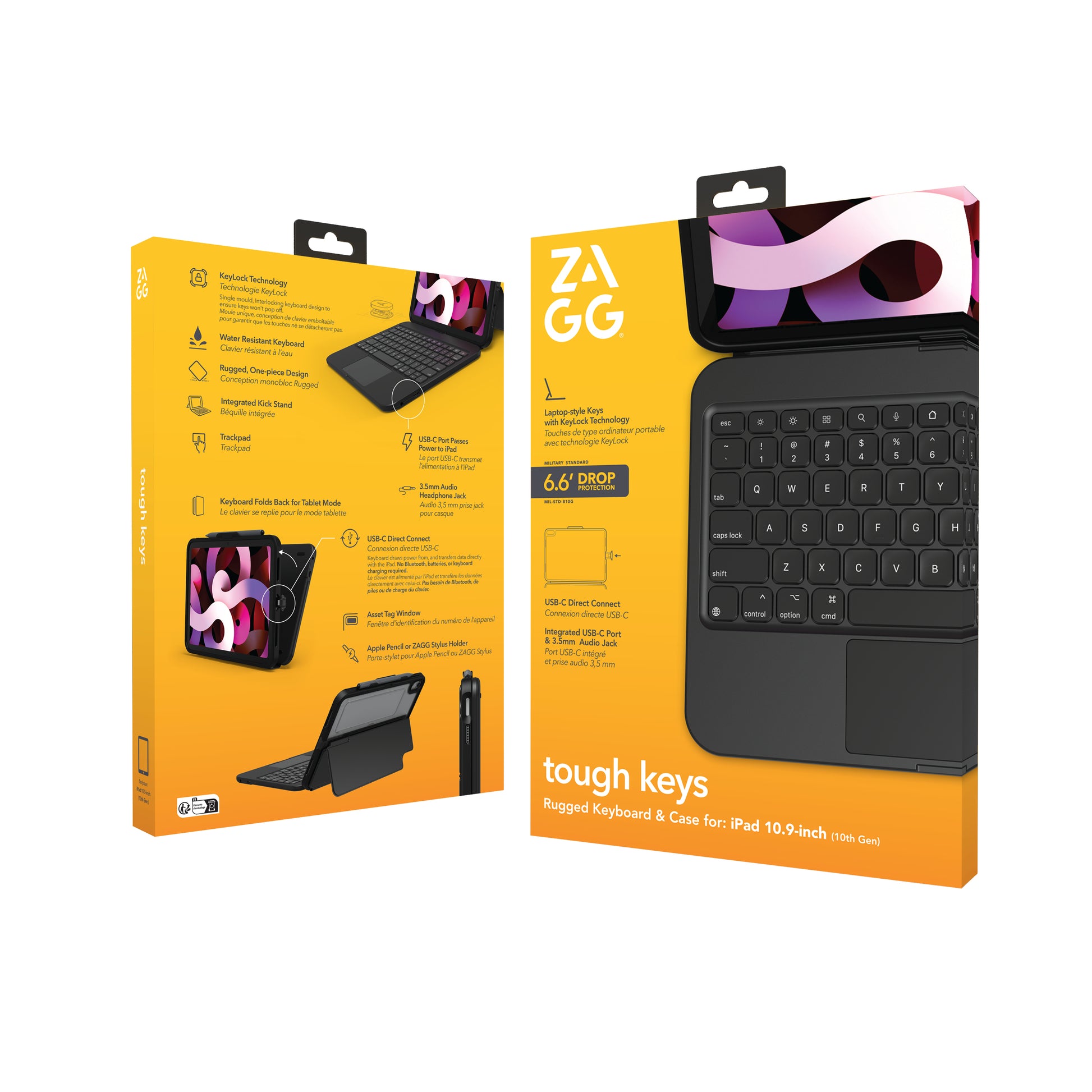 ZAGG Tough Keys – Tastatur, DE-Layout (DE), Schwarz – für iPad (10. Gen, A16)
