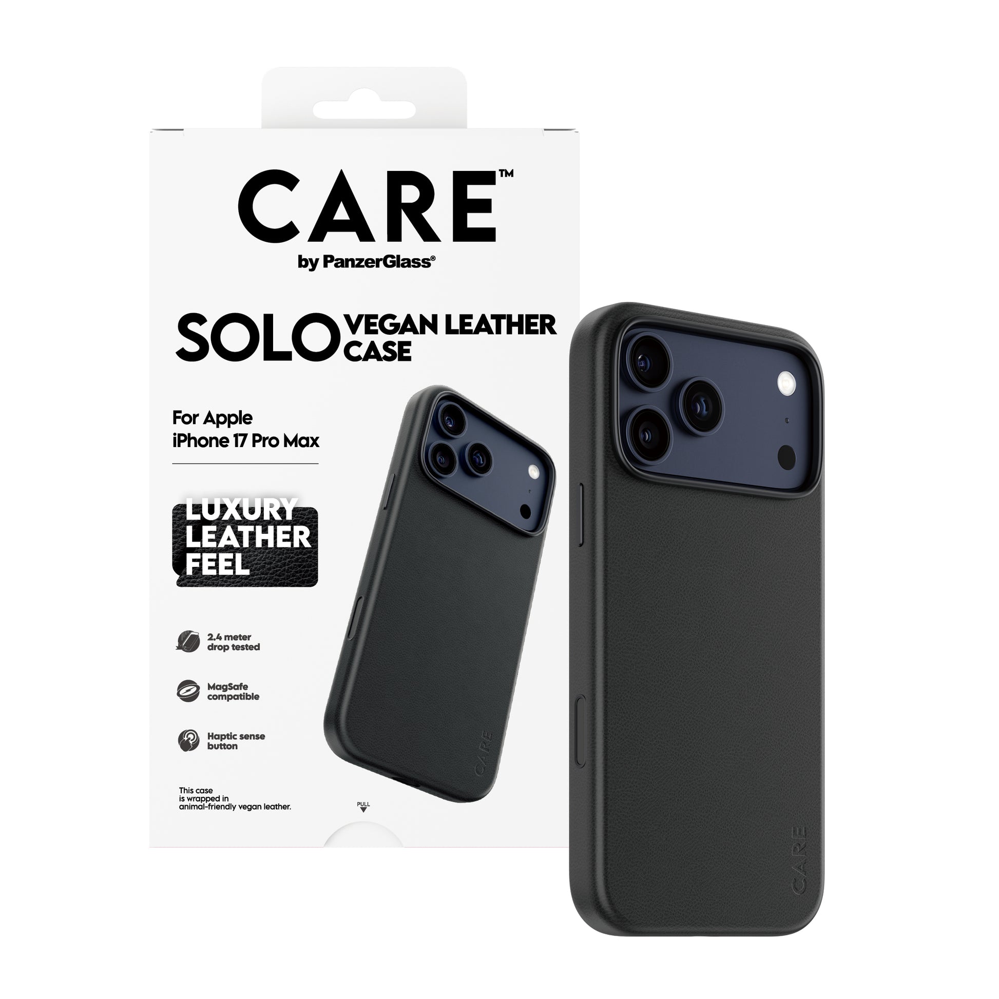 PanzerGlass CARE Solo Backcover – für Apple iPhone 17 Pro Max, 100% recyceltes PC, Schwarz
