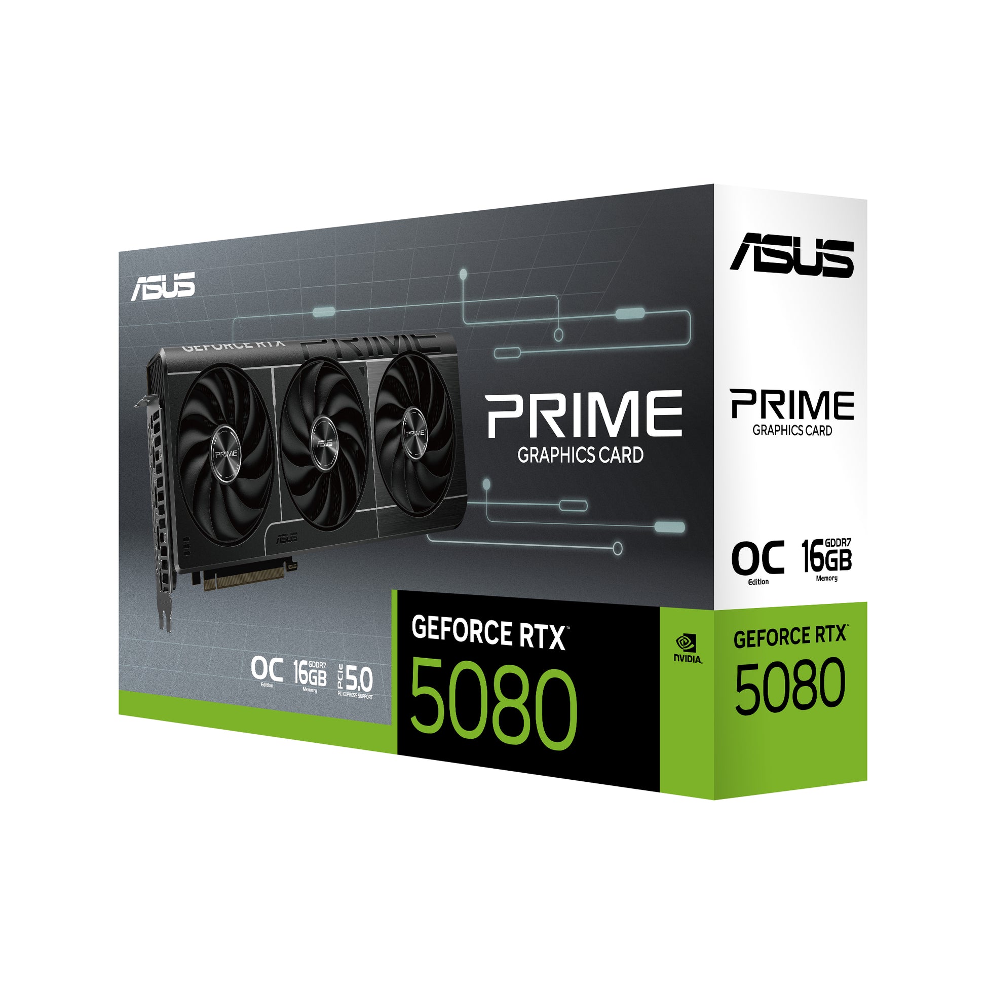 ASUS PRIME-RTX5080-O16G – PCIe Grafikkarte – 16 GB GDDR7, 3×DisplayPort, 1×HDMI 2.1b, PCIe 5.0, 1×16-polig