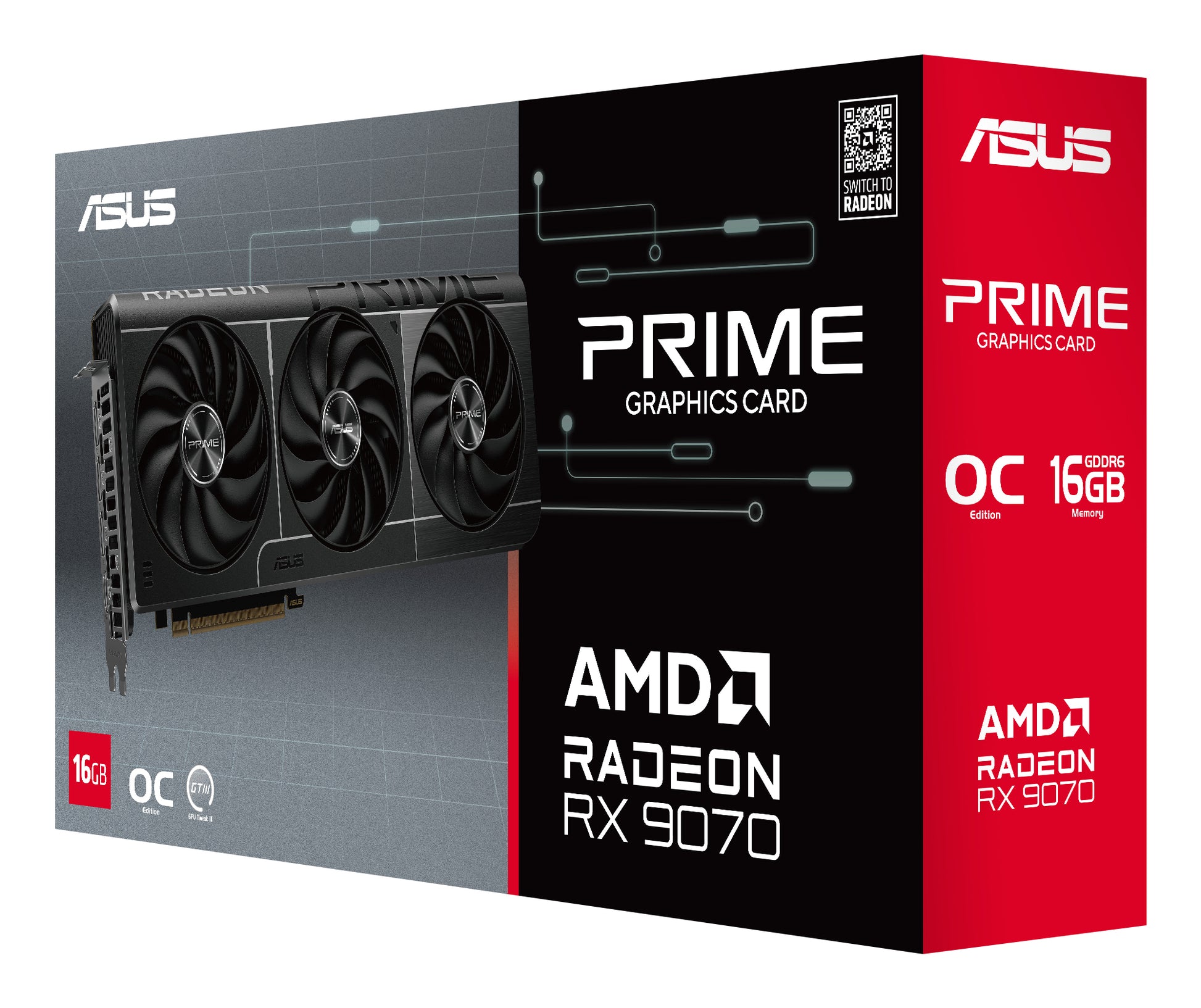 ASUS PRIME-RX9070-O16G-EVO – PCIe Grafikkarte – 3×DP, 1×HDMI, PCIe 5.0, 2×8‑pin