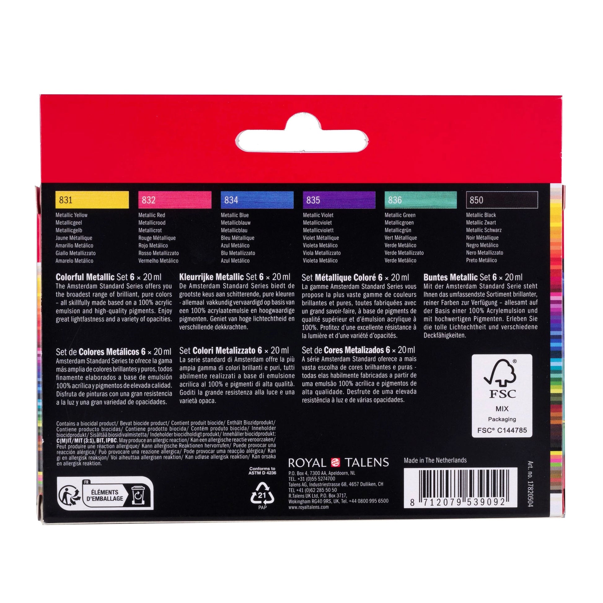 Amsterdam Acrylfarbe – Set – 6 Farben, 6 × 20 ml