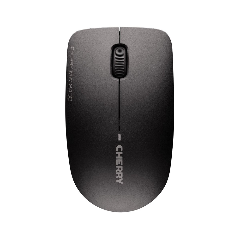 CHERRY MW 2400 Maus – kabellos, 2,4 GHz, USB-A, 1'200 dpi, 3 Tasten, beidhändig, Nano-Empfänger, schwarz