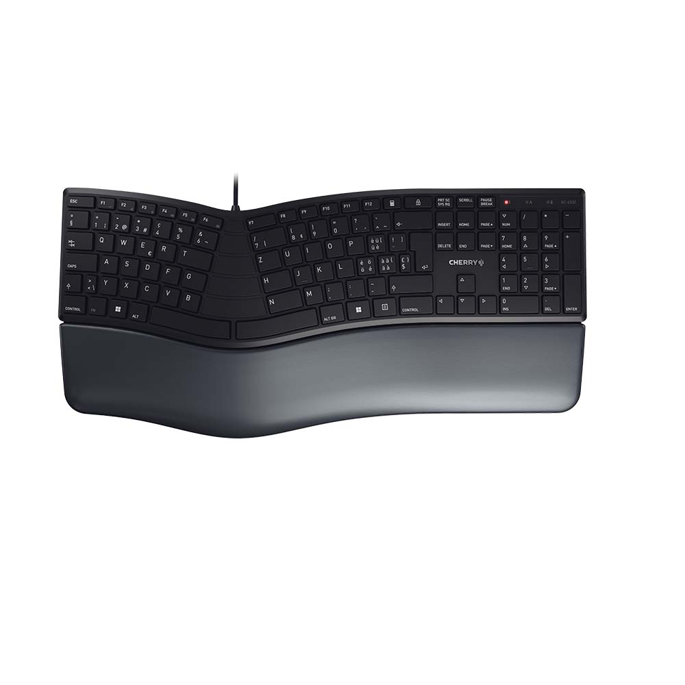Cherry KC 4500 ERGO – Tastatur, kabelgebunden (USB-A), CH-Layout (DE-CH), Fullsize (mit Ziffernblock)