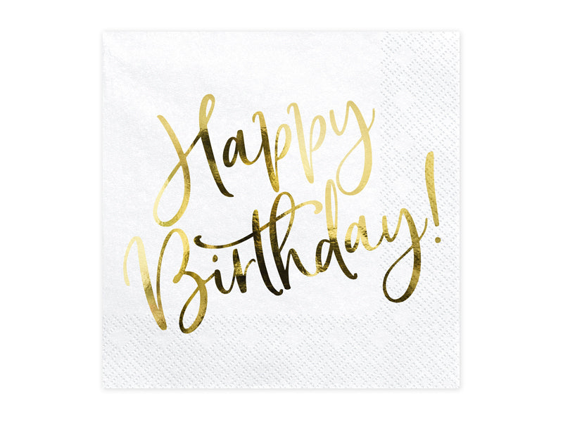 PartyDeco Servietten Happy Birthday – mehrfarbig – 33 × 33 cm, 3-lagig – 20 Stück