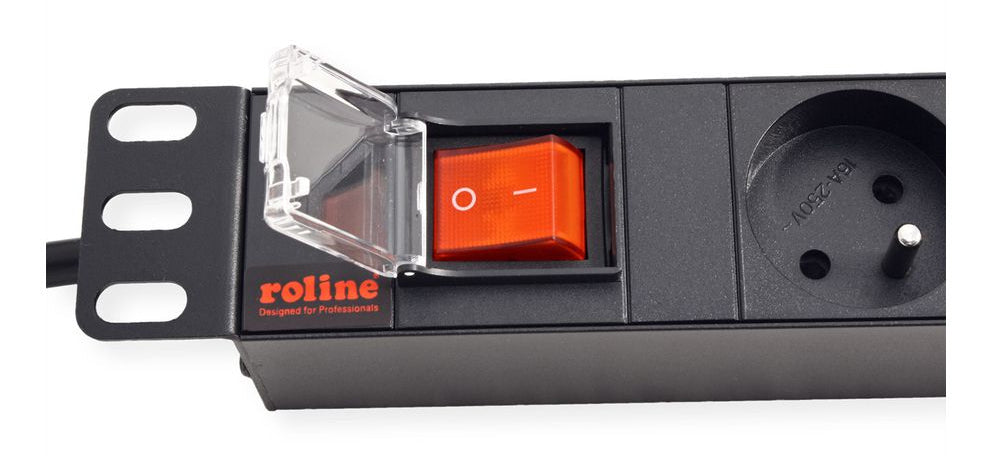 ROLINE 19" Steckdosenleiste, 8×Typ E (UTE), mit Schalter, 1,8 m, Eingang CEE 7/7 – Schwarz