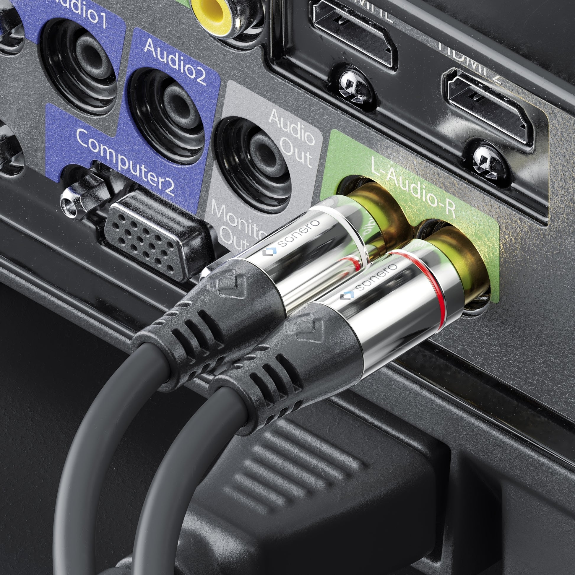 Sonero 3,5-mm-auf-2×-Cinch-Adapterkabel – Stecker-zu-Stecker – 1 m, vergoldete Stecker
