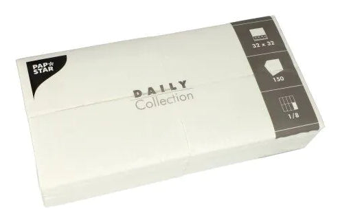 Papstar Servietten Daily Collection, 32 × 32 cm weiss – FSC – 150 Stk.