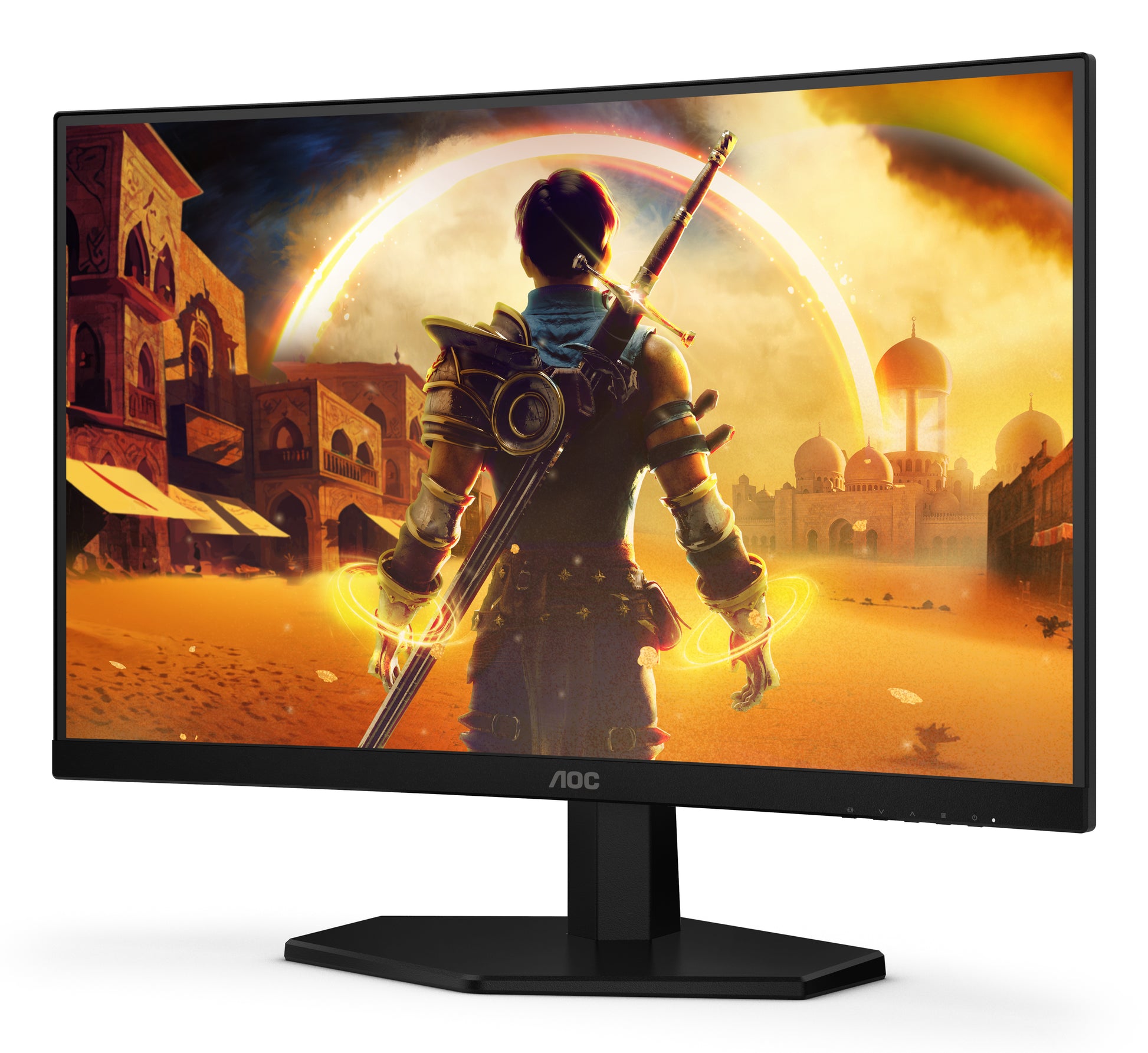 AOC C24G42E – Monitor, 23,6", VA, 180 Hz, 250 cd/m², Gebogen, Adaptive Sync, Lautsprecher, Schwarz