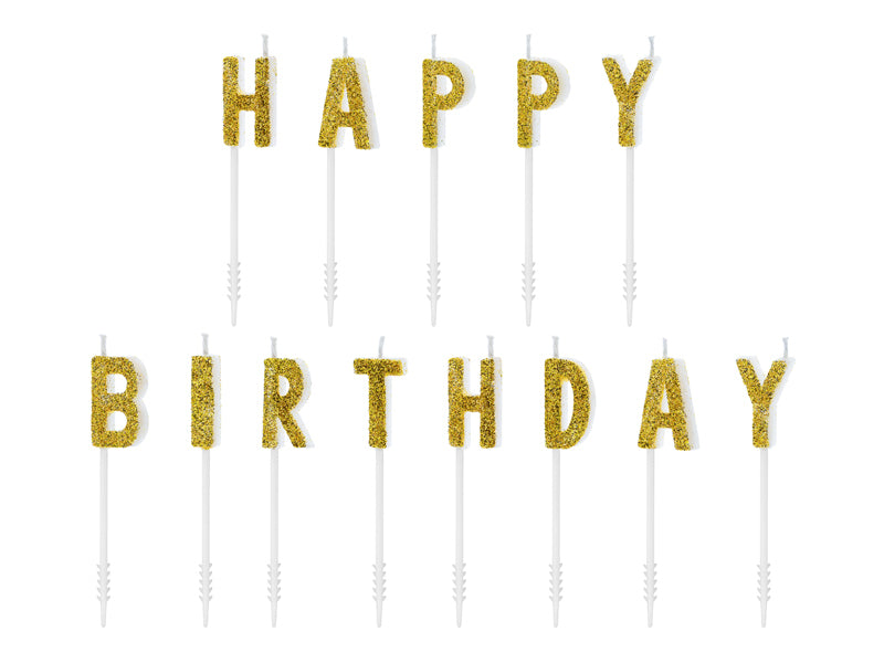 PartyDeco Geburtstagskerzen Buchstaben – Gold – 2,5 cm – 13 Stk