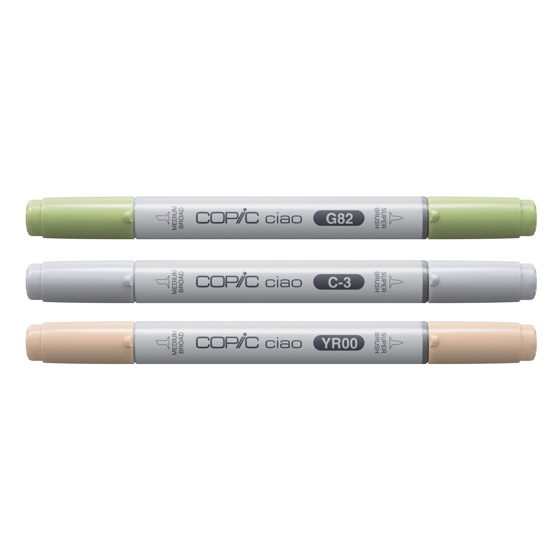 Copic Ciao Pinselstift, Doppelspitze, Natürliche Palette – Kombi, Alkoholbasiert, 3 Farben, 3er Set