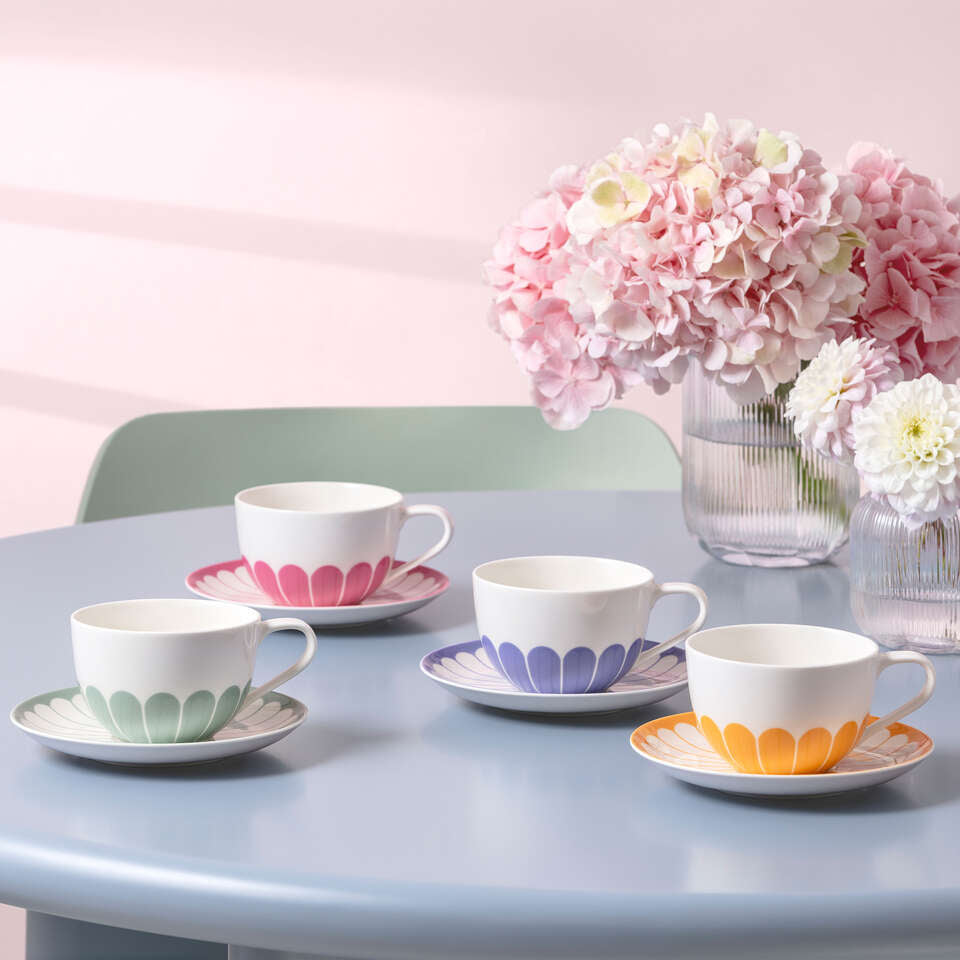 Villeroy & Boch Cappuccinotasse Fleur – 300 ml, Ø 11,1 cm, H 7,1 cm, Porzellan, spülmaschinenfest