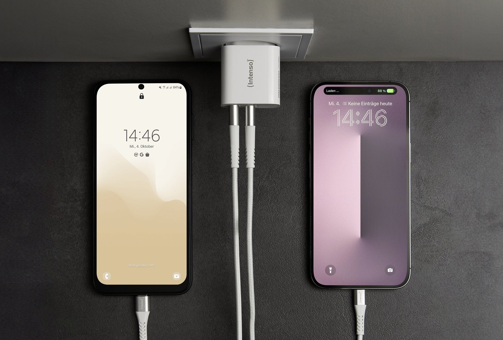 Intenso W24AA USB-Ladegerät 24 W – USB-A×2 – EU-Stecker (Typ C), Weiss