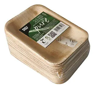 Papstar Teller Pure, Palmblatt, rechteckig – 16 × 12 cm, beige – 25 Stk.