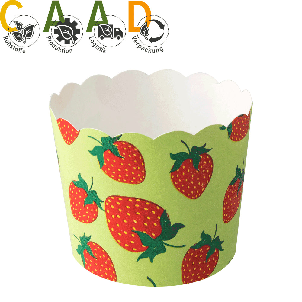 Demmler Back-/Muffinbecher Erdbeere, Papier/Karton, rund – 125 ml, Ø 5,6 cm – FSC – 12 Stk.